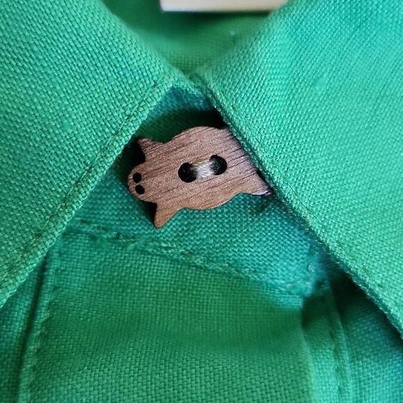 EUC linen animal buttons Coldwater Creek women's adjustable sleeves shirtdress - Picture 6 of 9